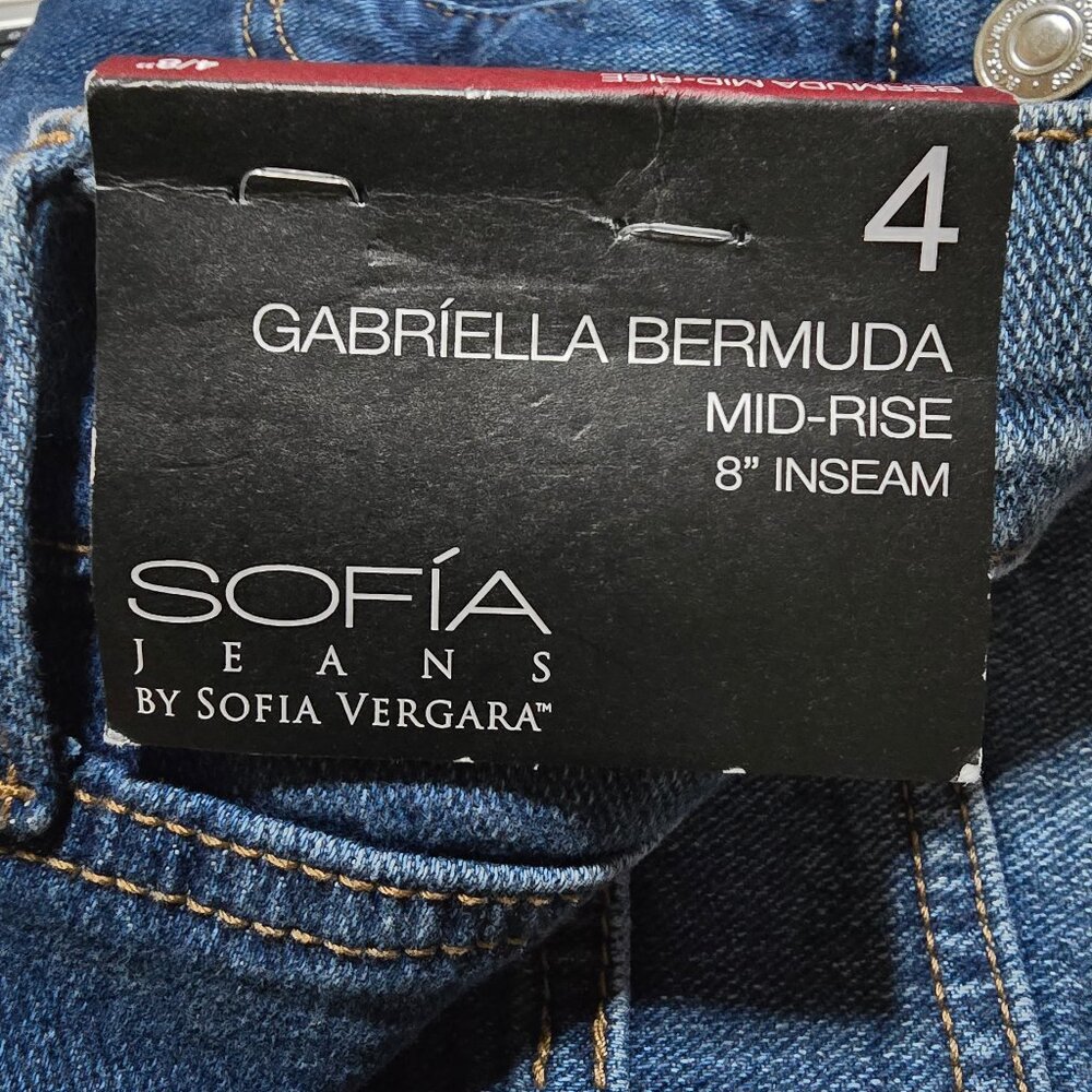 Women's Gabriella Bermuda Mid Rise Distressed Shorts Frayed Hem Sofia Vergara - Picture 7 of 7